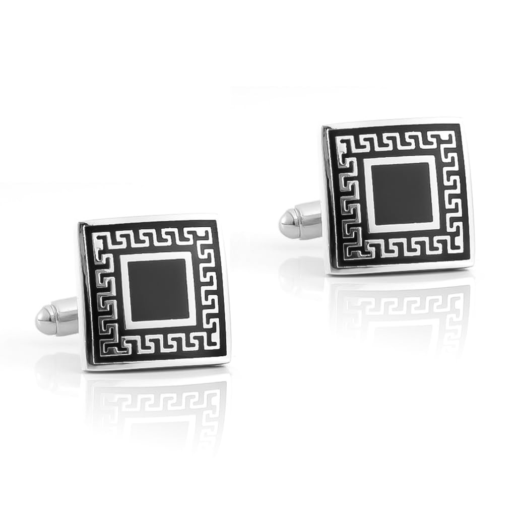 GUSTAVE Mens Cufflinks Tuxedos Cufflinks Set 1 Pair Black Electroplated Pattern Cufflinks for Suits Luxury Suit Cufflinks for Business, Wedding, Party, Club GUSTAVE Mens Cufflinks Tuxedos Cufflinks Set 1 Pair Black Electroplated Pattern Cufflinks for Suits Luxury Suit Cufflinks for Business, Wedding, Party, Club